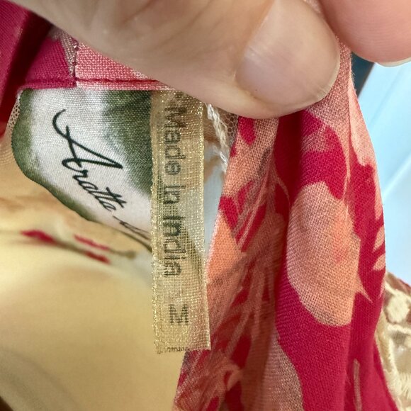 Aratta Silent Journey Fairy Rose Embroidered Sheer Duster Robe Floral Pink Cream - Picture 14 of 15